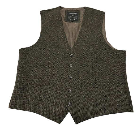 Emerald Isle Weaving Herringbone Vest, Green Black, 44R - Picture 1 of 7